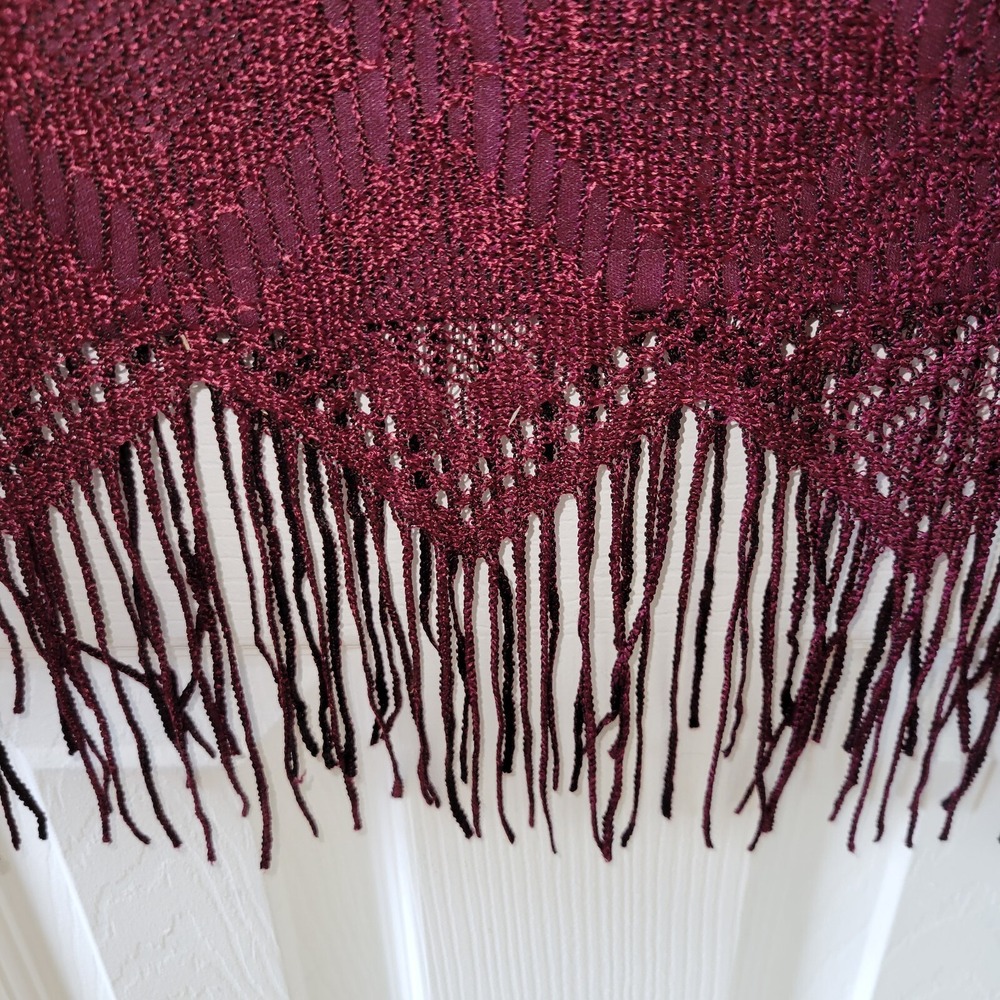 Womens 2pc Dress Set Burgundy Sheath Lace Fringe Size 20W Formal Goth Vamp - Picture 14 of 16